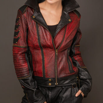 Galea Red Leather Motorcycle Jacket-1