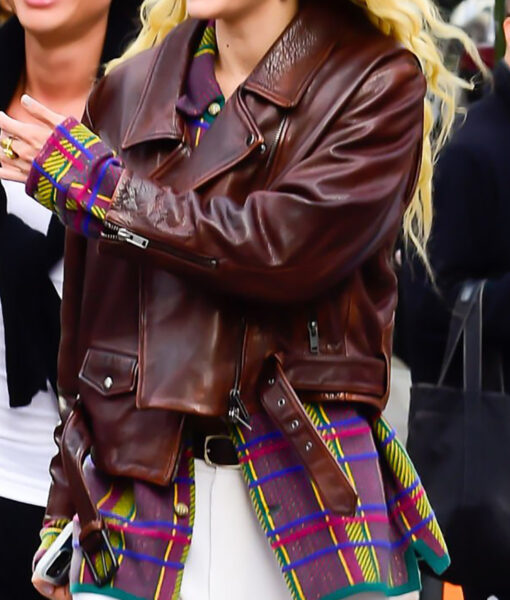 Gigi Hadid NYC Brown Leather Jacket