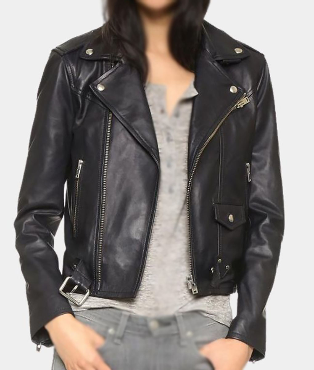 Good Vibes Only Black Leather Biker Jacket (2)