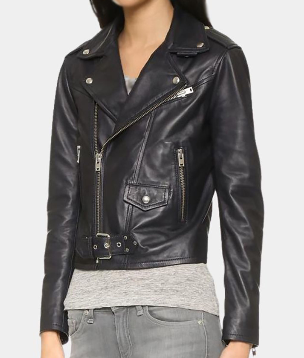 Good Vibes Only Black Leather Biker Jacket (4)