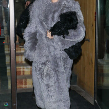Hailey Bieber Grey Aspen Fur Coat-1