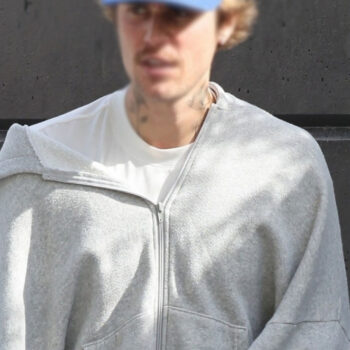 Justin Bieber Grey Oversized Pullover Hoodie-2