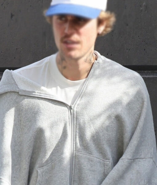 Justin Bieber Grey Oversized Pullover Hoodie-2