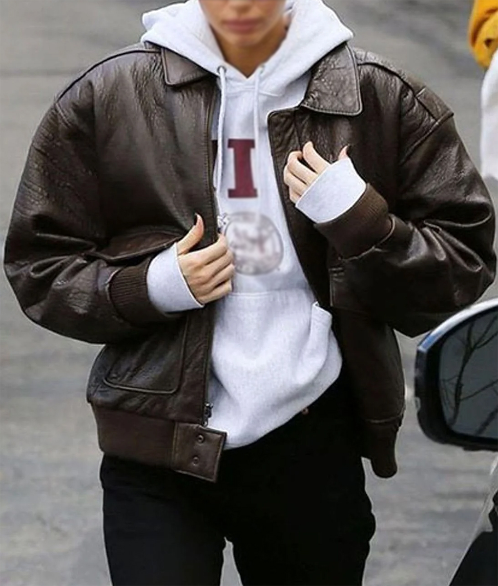 Kendall Jenner Leather Bomber Jacket