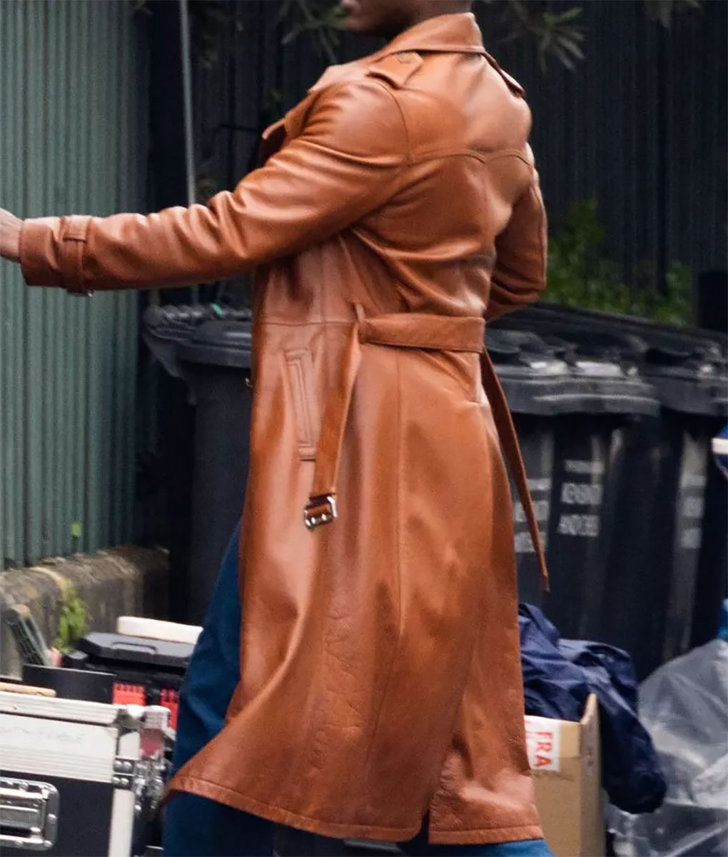 Ncuti Gatwa Doctor Who S14 Brown Leather Trench Coat (3)