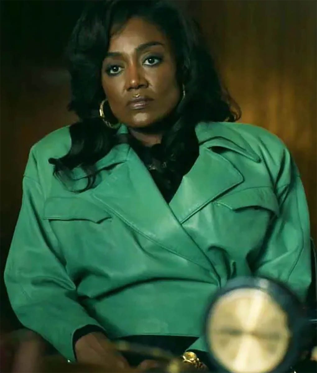 Patina Miller Power Book III Green Leather Jacket (1)