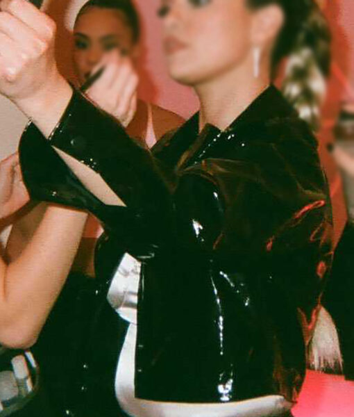 Selena Gomez Song Look At Her Now Black Leather Crop Jacket