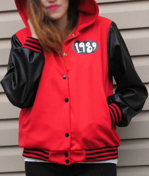 Taylor Swift Song Shake It Off 1989 Red Varsity Hooded Jacket