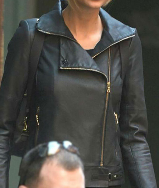 Taylor Swift Black Leather Biker Jacket-3