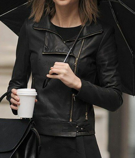 Taylor Swift Black Leather Biker Jacket-2