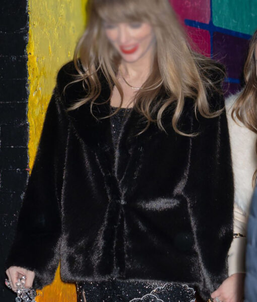 Taylor Swift Birthday Black Fur Jacket-4