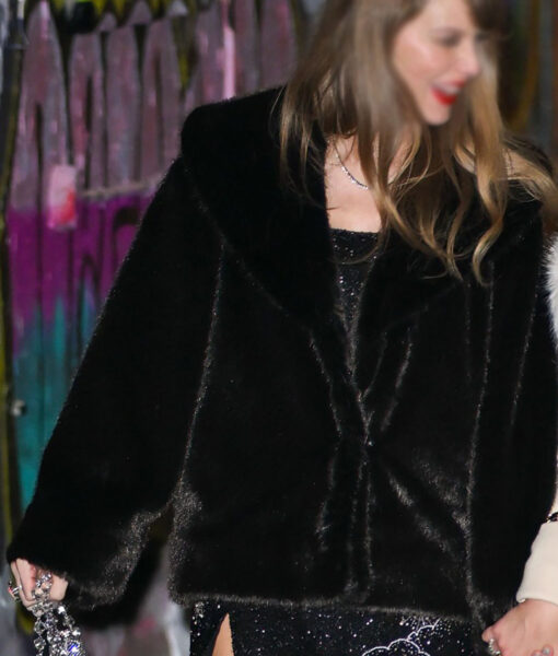 Taylor Swift Birthday Black Fur Jacket-5