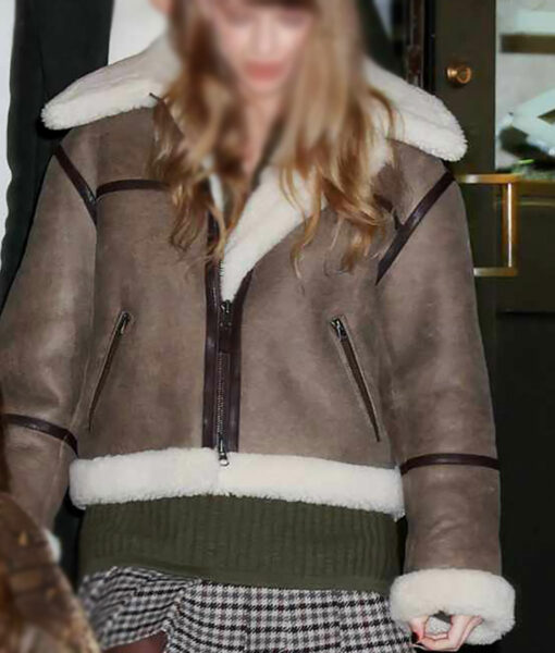 Taylor Swift Brown Shearling Aviator Jacket