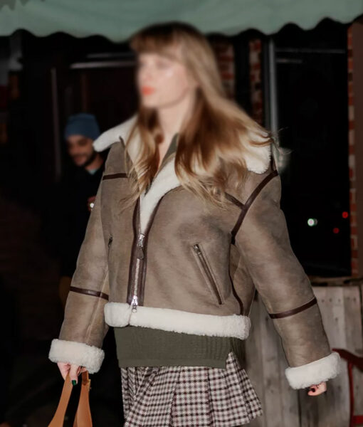 Taylor Swift Brown Aviator Leather Jacket