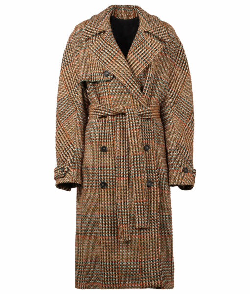 Taylor Swift Brown Plaid Pattern Breasted Coat