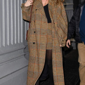Taylor Swift Brown Plaid Pattern Double Breasted Coat
