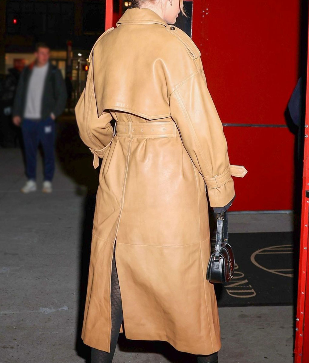Taylor Swift Brown Leather Trench Coat (4)