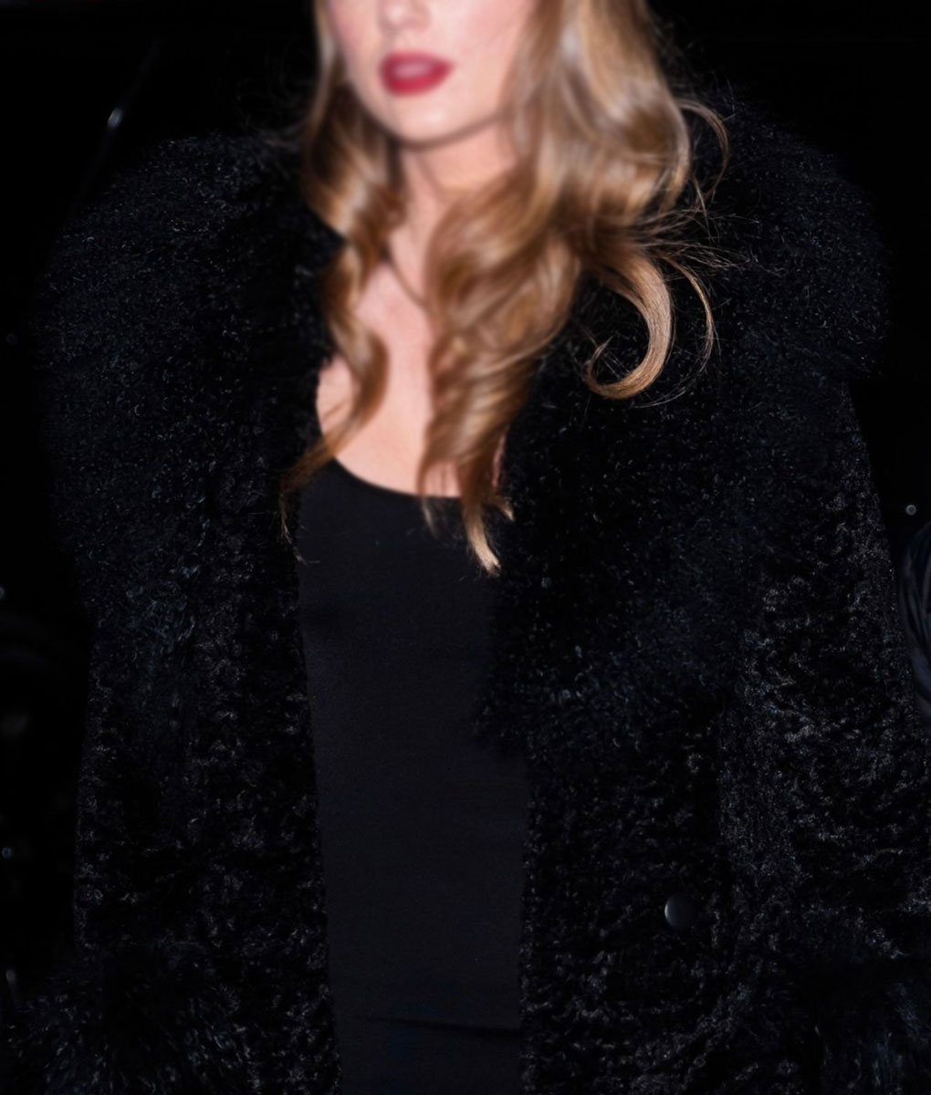 Taylor Swift Faux Fur Black Coat (2)