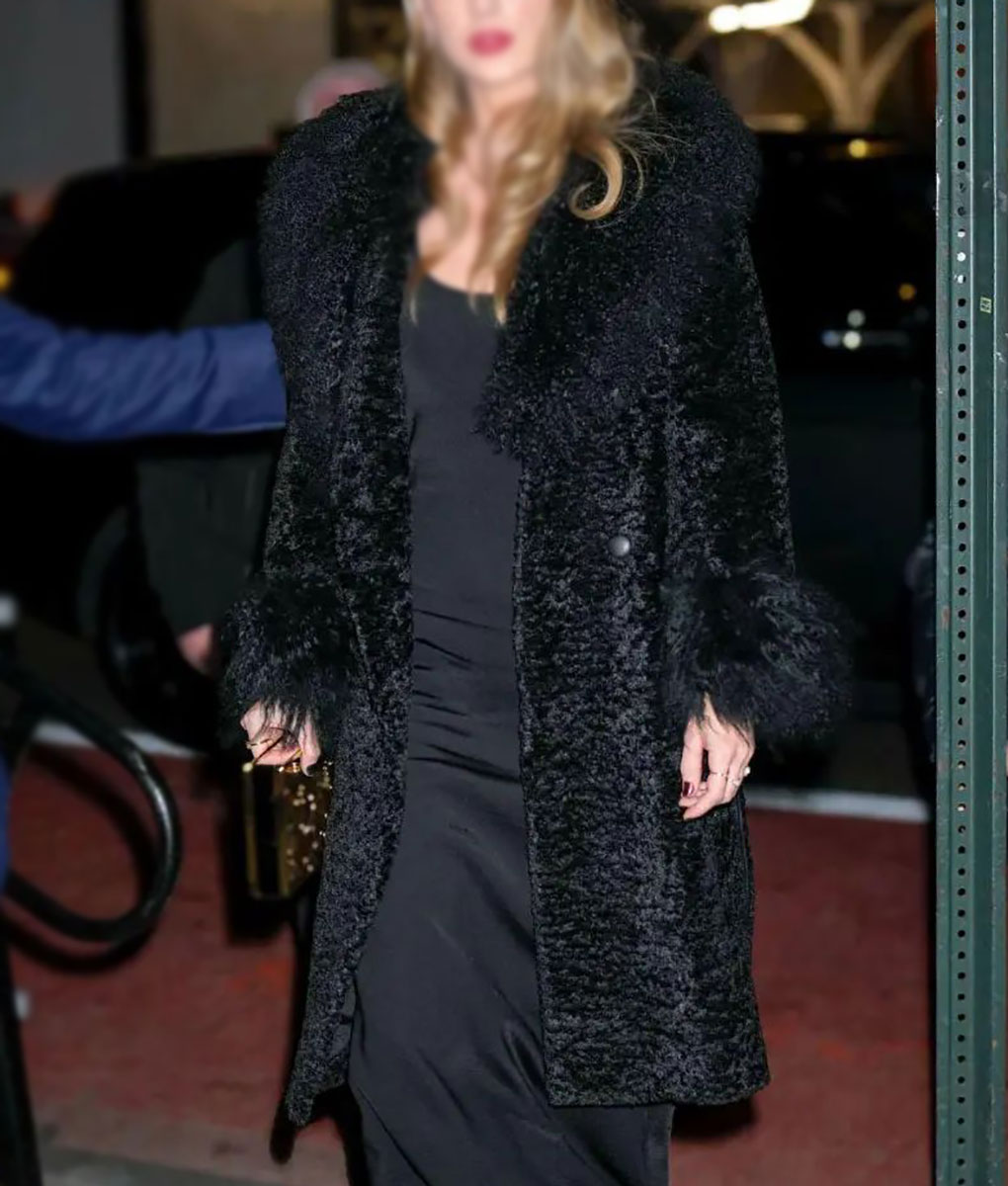Taylor Swift Faux Fur Black Coat (5)