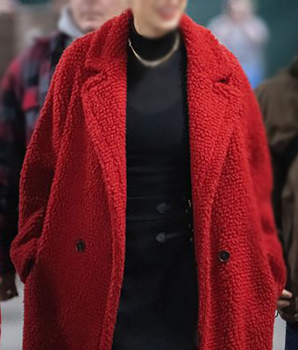 Taylor Swift Red Shearling Fur Coat-1