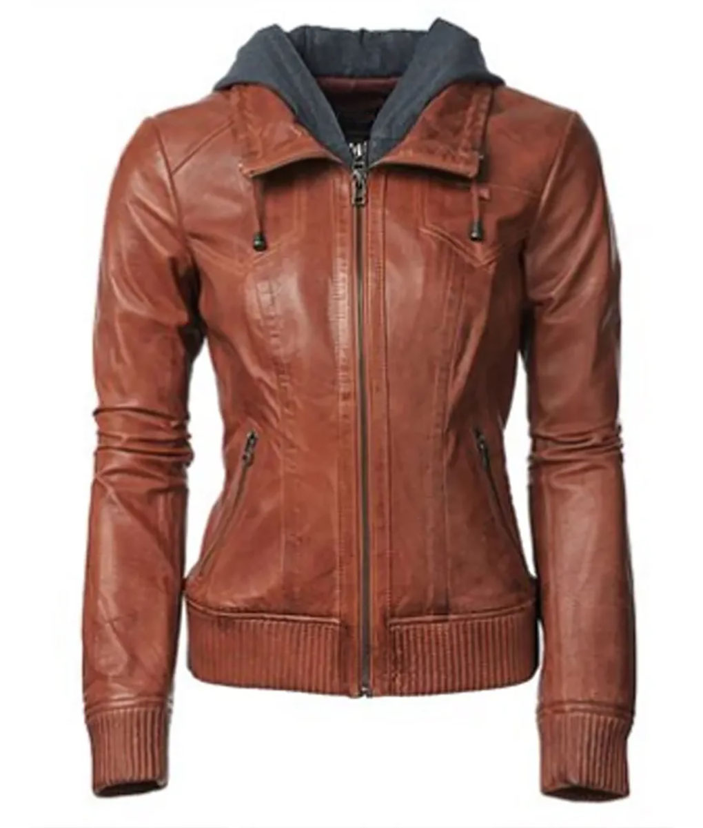 Thea Queen Arrow Brown Leather Jacket (1)