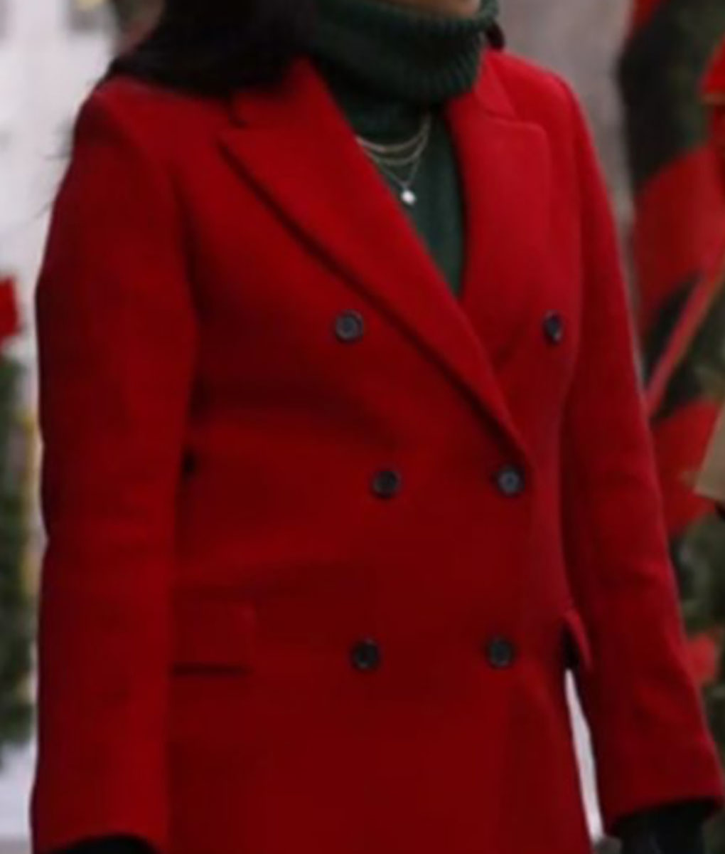 Tia Mowry Yes Chef Christmas Red Coat (1)