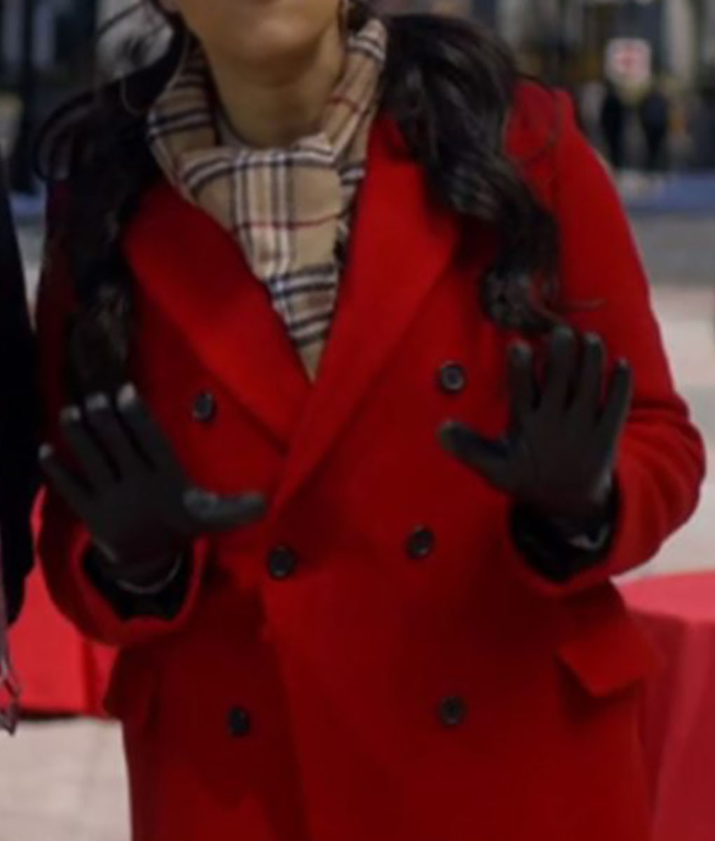 Tia Mowry Yes Chef Christmas Red Coat (2)