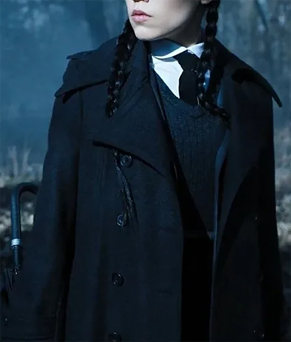 Wednesday Addams Black Trench Coat (2)