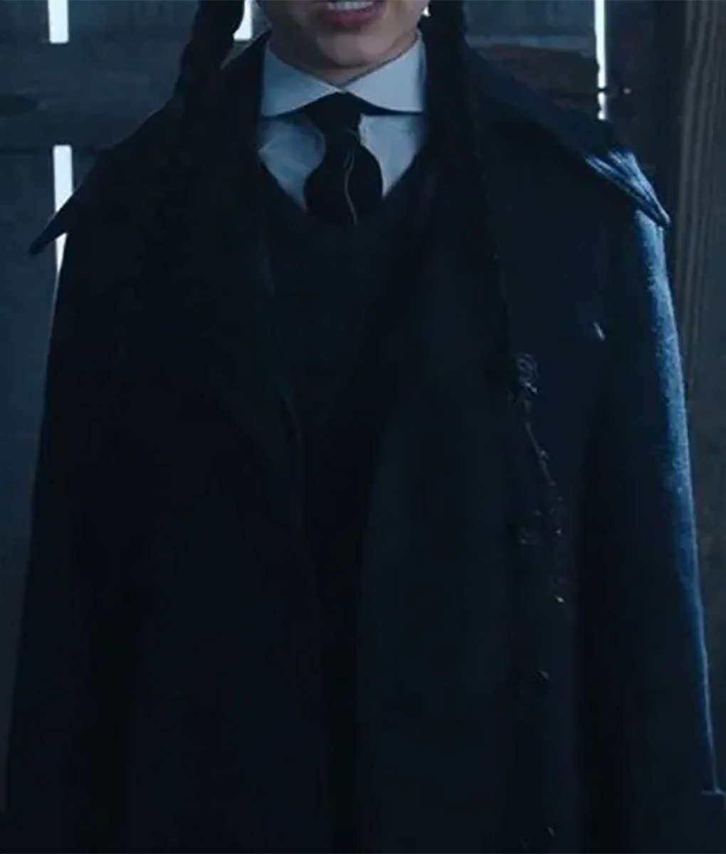 Wednesday Addams Black Trench Coat (3)