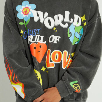 World Full Of Love Grey Pullover Hoodie-4