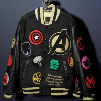 Marvel Avengers 60th Anniversary Black Varsity Jacket-2