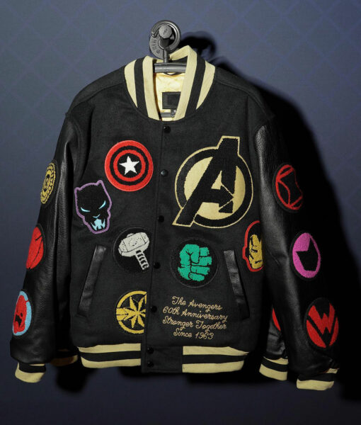 Marvel Avengers 60th Anniversary Black Varsity Jacket-2