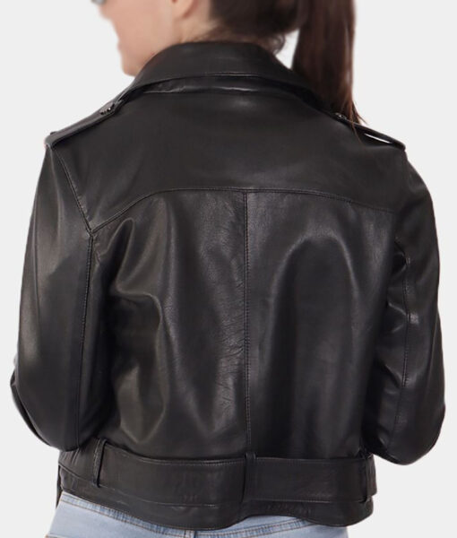 Rita Black Leather Biker Jacket-2