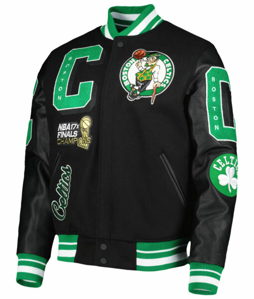 Boston Celtics NBA Champions Black Varsity Jacket-2