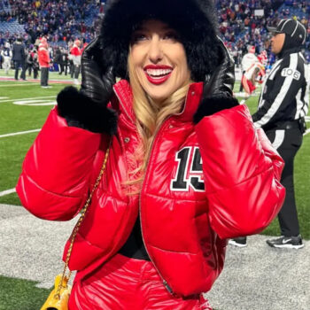 Brittany Mahomes 15 KC Chiefs Red Puffer Jacket-4