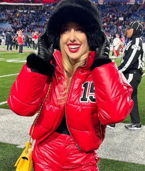Brittany Mahomes 15 KC Chiefs Red Puffer Jacket-4