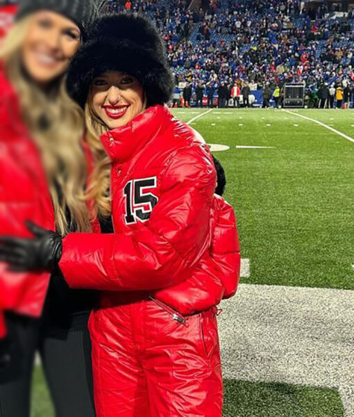 Brittany Mahomes 15 KC Chiefs Red Puffer Jacket-1