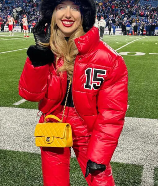 Brittany Mahomes 15 KC Chiefs Red Puffer Jacket-2
