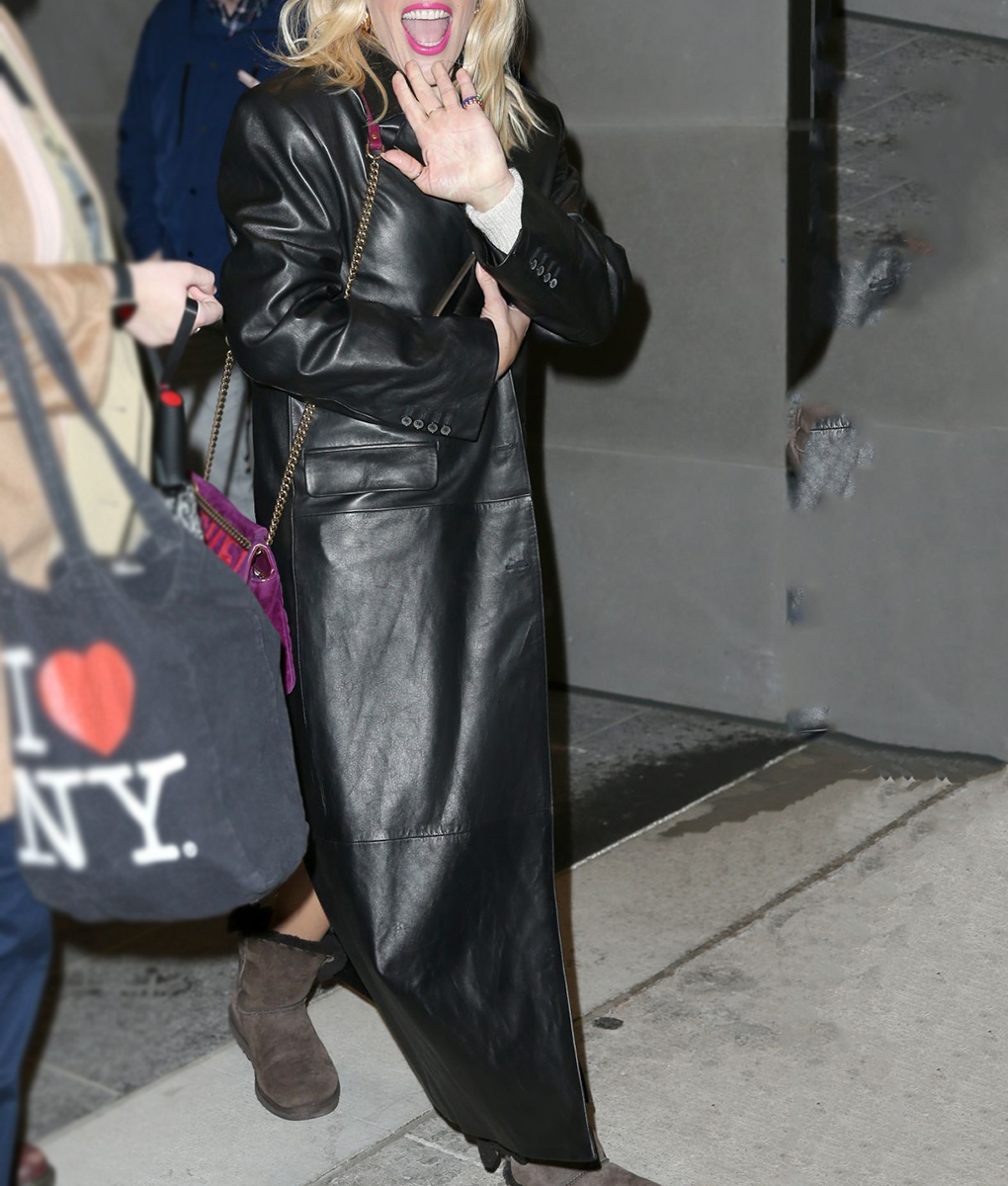Busy Philipps Black Leather Coat (1)