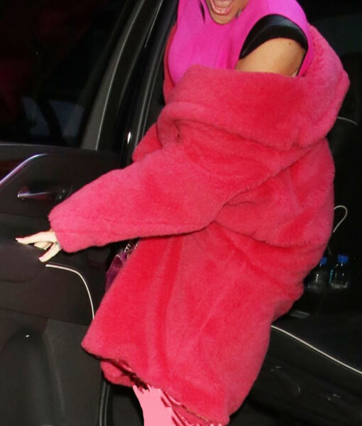 Busy Philipps NYC Pink Fur Coat-3