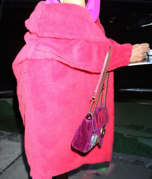 Busy Philipps NYC Pink Fur Coat-1