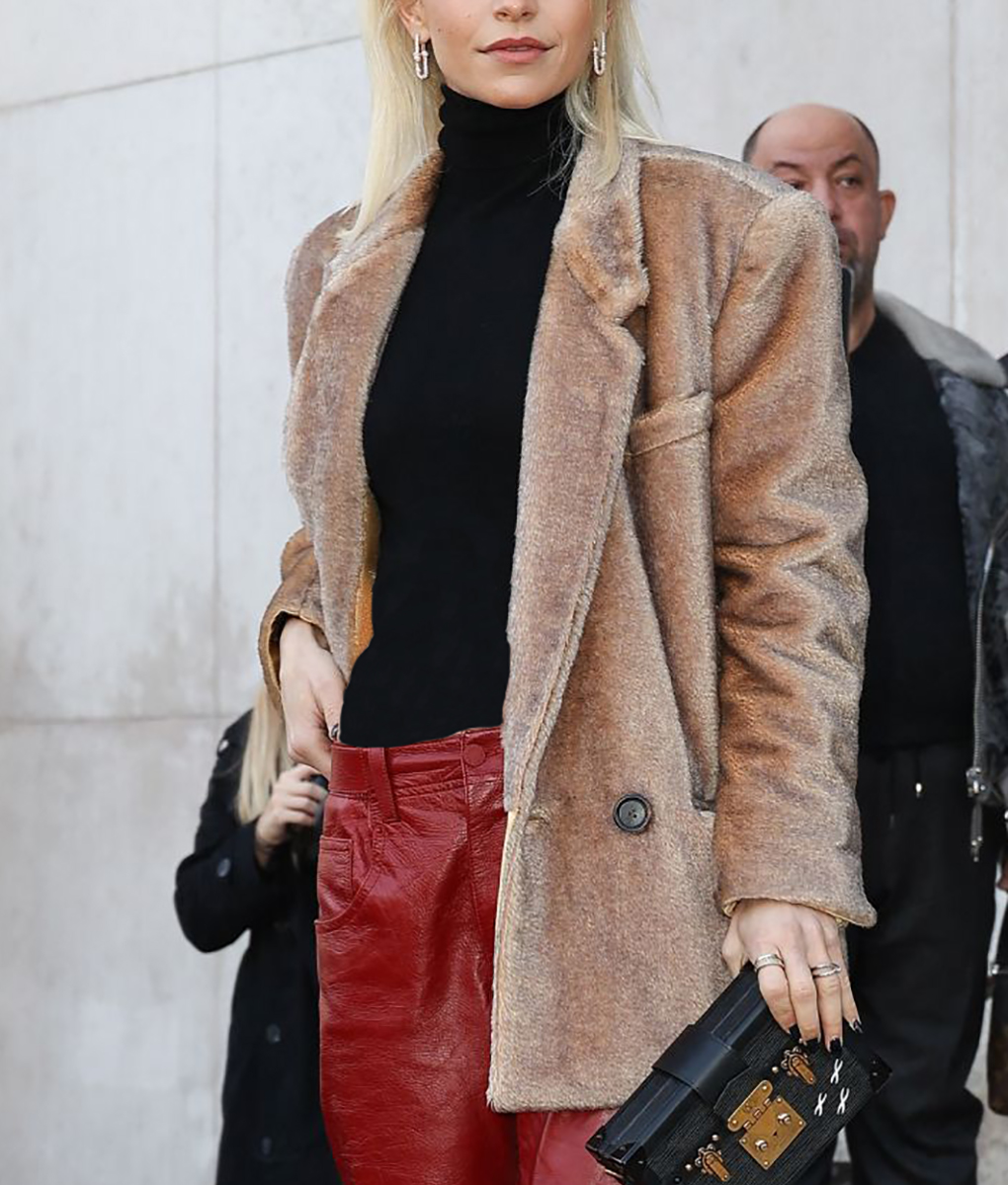 Caroline Daur Fashion Show Brown Fur Blazer (1)