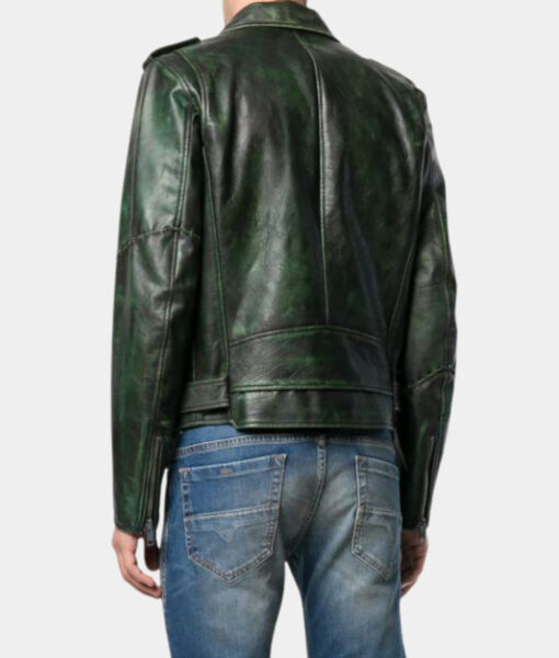 Jon Moxley Green Leather Biker Jacket-2