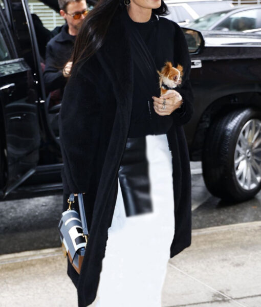 Demi Moore Long Black Fur Coat-2
