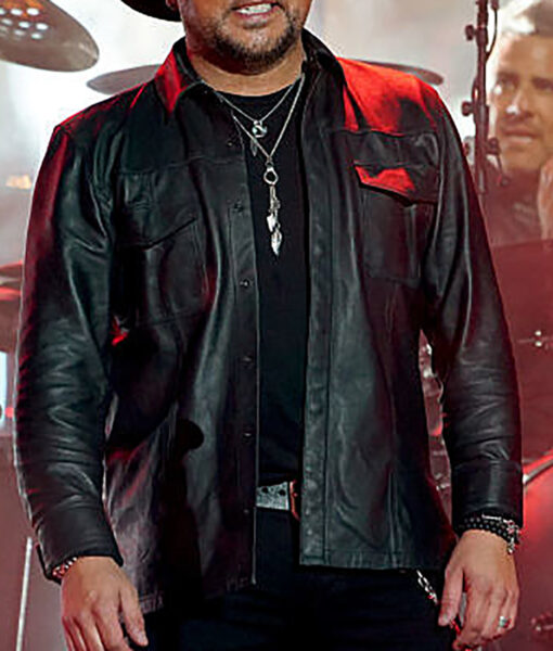 Jason Aldean CMT Awards Black Leather Jacket-5