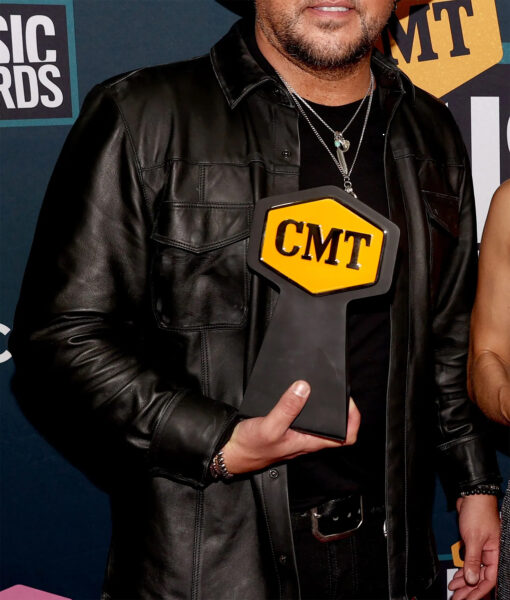 Jason Aldean CMT Awards Black Leather Jacket-2