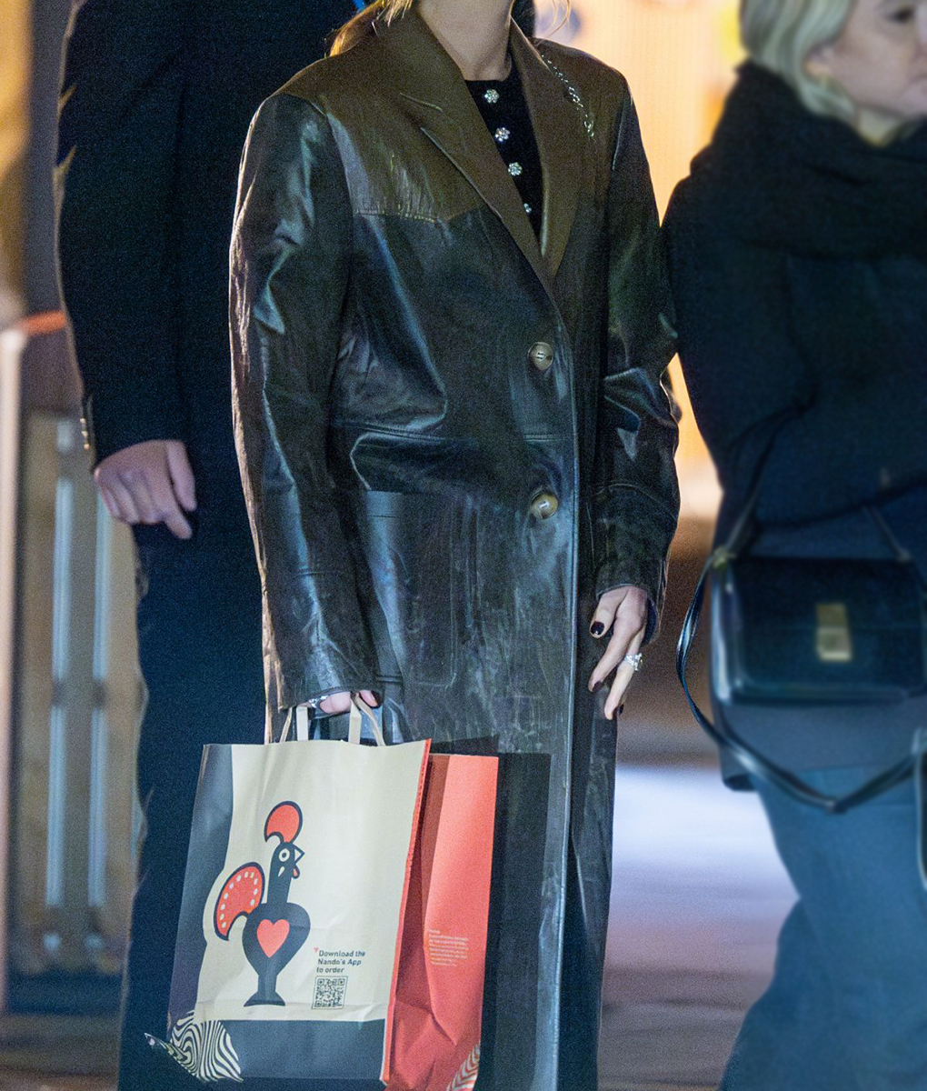 Jenna Coleman Brown Leather Coat (2)