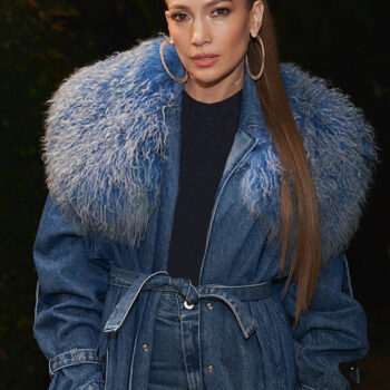 Jennifer Lopez Long Blue Denim with Fur Coat-2
