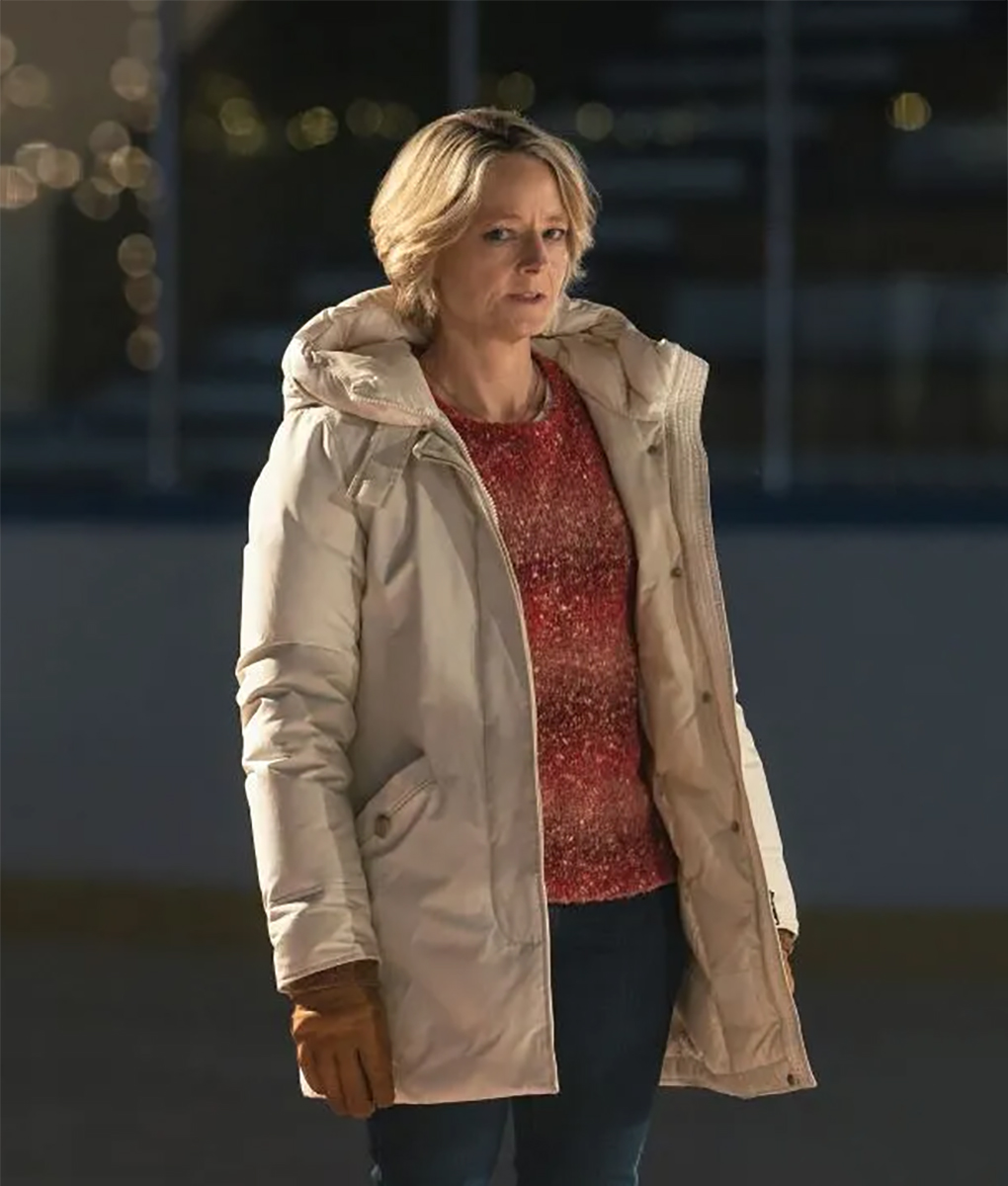 Jodie Foster True Detective White Hooded Coat (2)