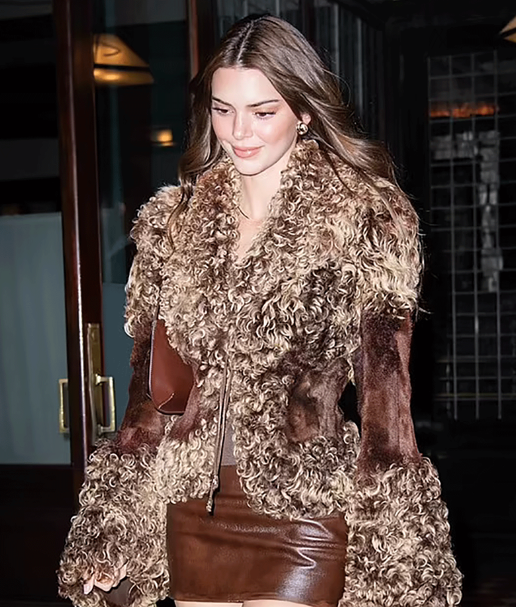 Kendall Jenner Brown Fur Jacket (4)
